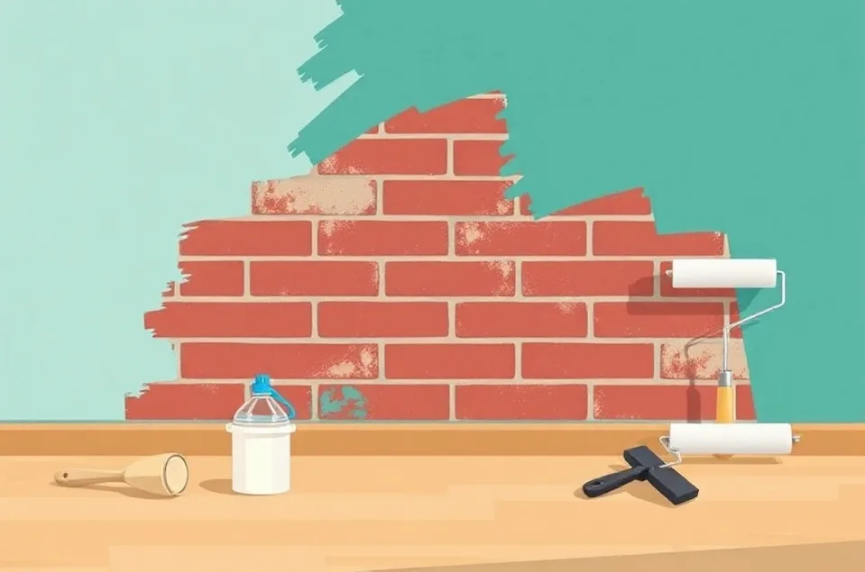 Outils de peinture disposés dans l'ordre des étapes du chantier
