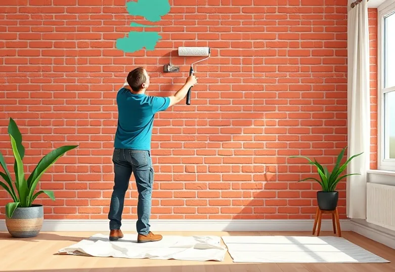 Peintre appliquant la peinture au rouleau sur un mur de salon